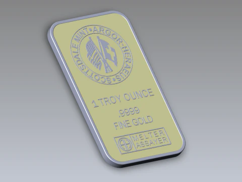 GOLD BAR 1oz Scottsdale Mint TROY OUNCE 3D Model