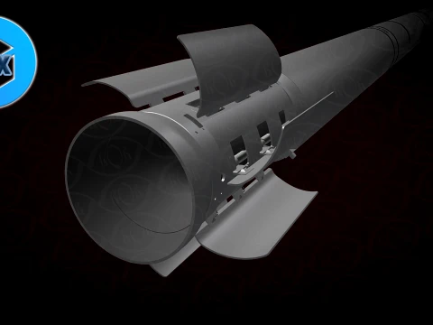 Ukrainian guided rocket projectile R624M for VILKHA M MLRS 3D Model