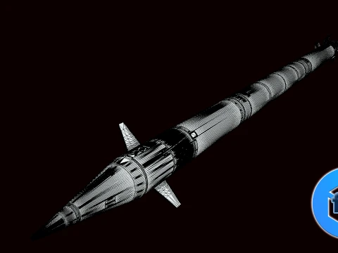 Ukrainian guided rocket projectile R624M for VILKHA M MLRS 3D Model