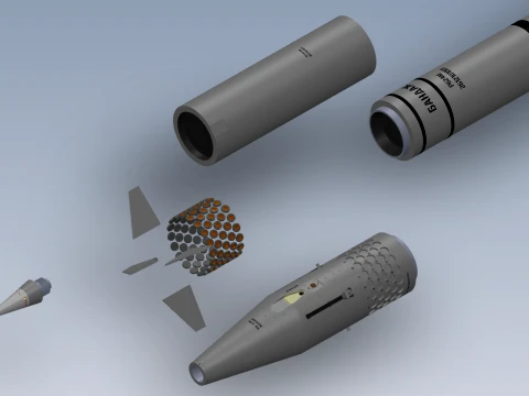 Ukrainian guided rocket projectile R624M for VILKHA M MLRS 3D Model