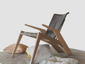 Modern Armchair with rug and pillows 3D Model