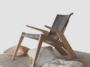 Kursi Berlengan Modern dengan permadani dan bantal Model 3D