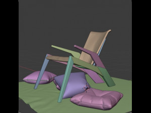 Modern Armchair with rug and pillows 3D 모델