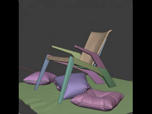 Modern Armchair with rug and pillows 3D Model