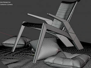 Modern Armchair with rug and pillows 3D Model