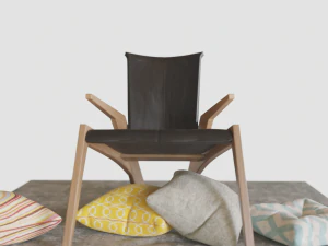 Modern Armchair with rug and pillows 3D Model