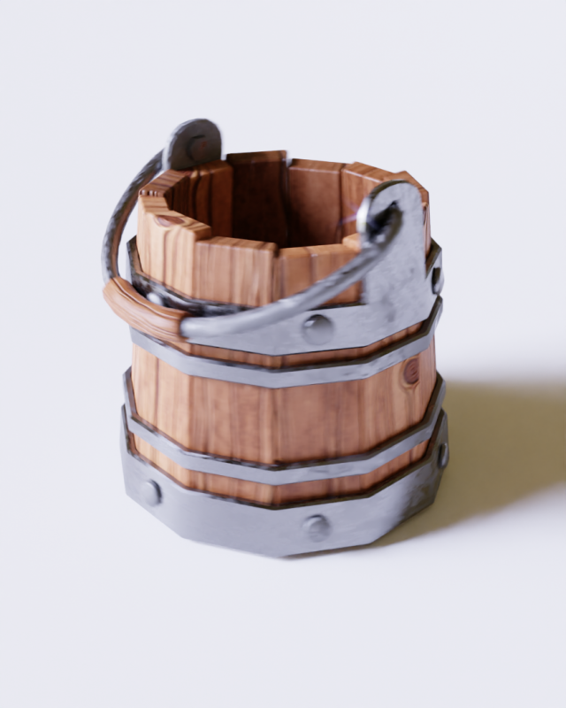 Medieval Bucket 3D Model .c4d .max .obj .3ds .fbx .stl .blend 