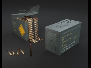 Ammo Box M2A1 and bullet 50 caliber 3D 模型