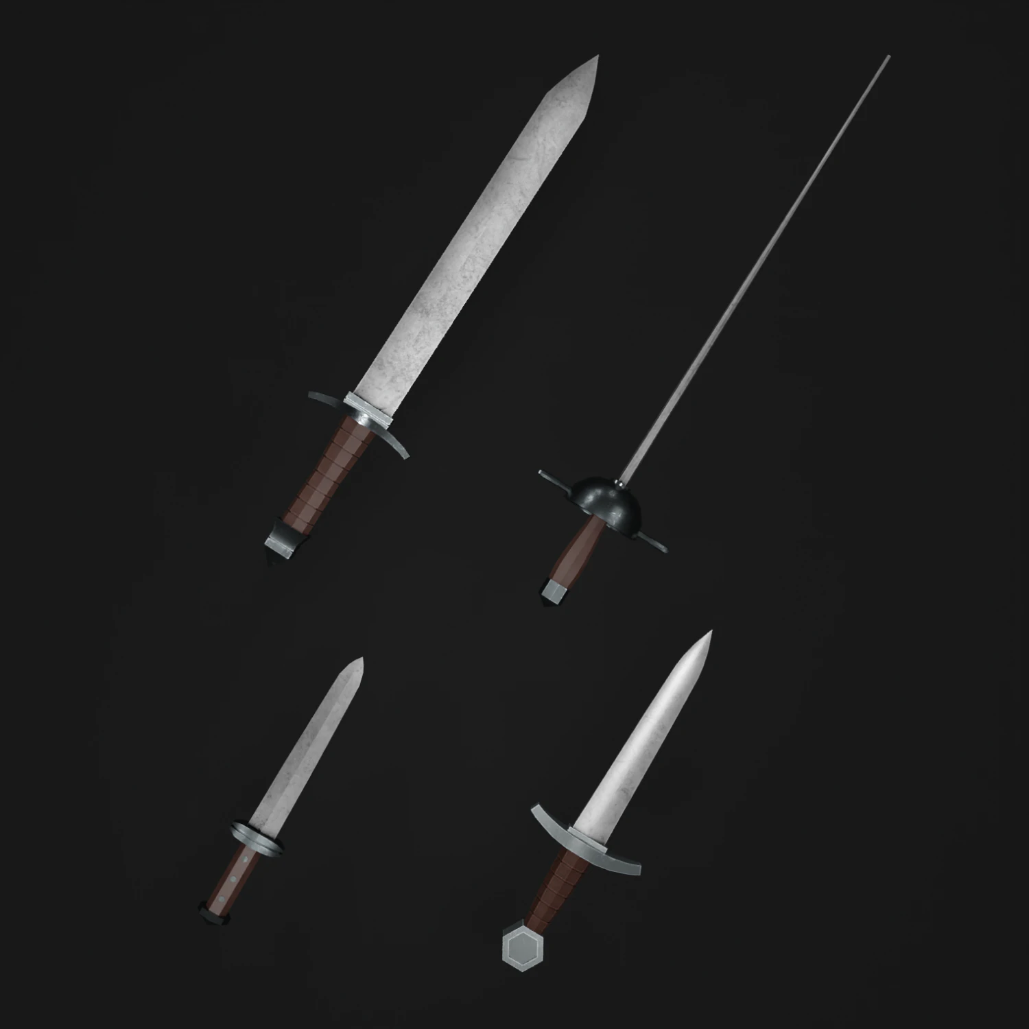 Set of Swords 3D Model .c4d .max .obj .3ds .fbx .stl .blend