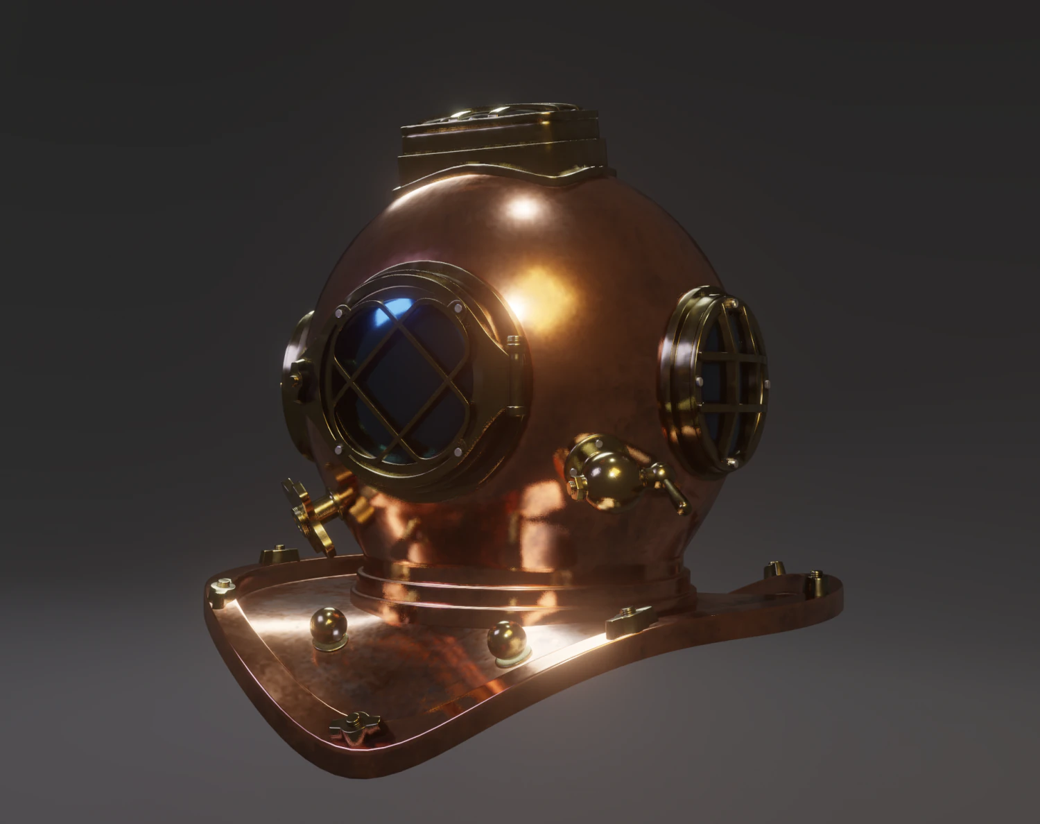 Realistic diving helmet 3D Model .c4d .max .obj .3ds .fbx .stl .blend 