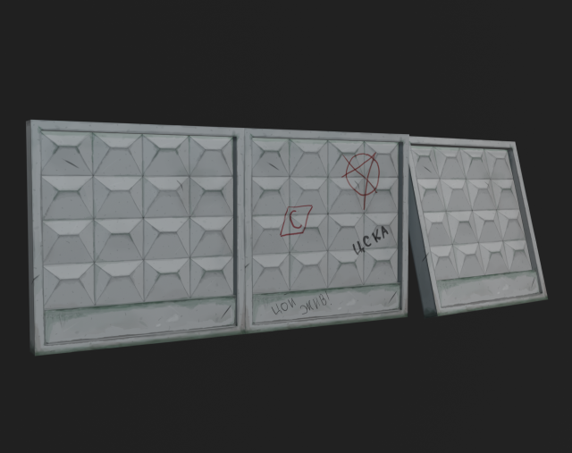 Soviet concrete fence 3D-Modell .c4d .max .obj .3ds .fbx .stl .blend 