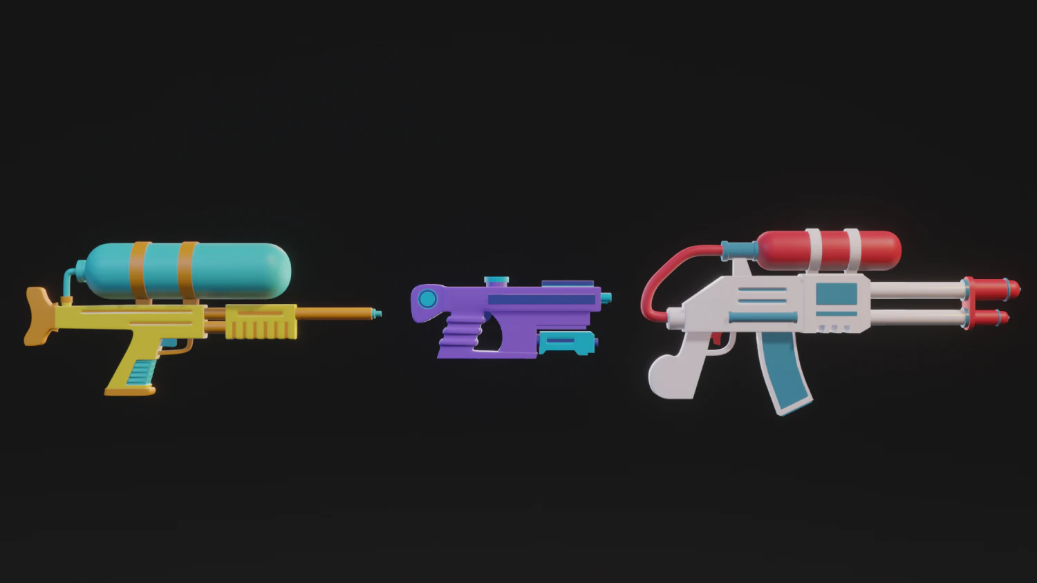 Water Guns 3D Model .c4d .max .obj .3ds .fbx .stl .blend