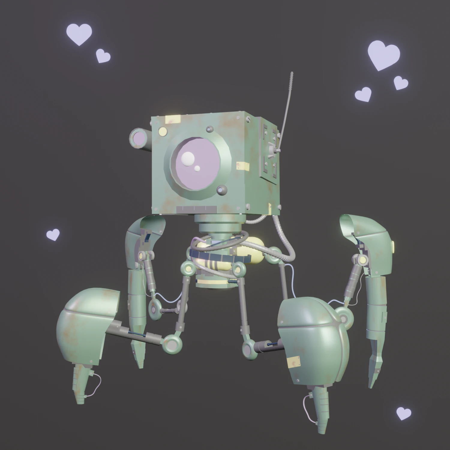 Mini Mecha DD-002 3D Model .c4d .max .obj .3ds .fbx .stl .blend 