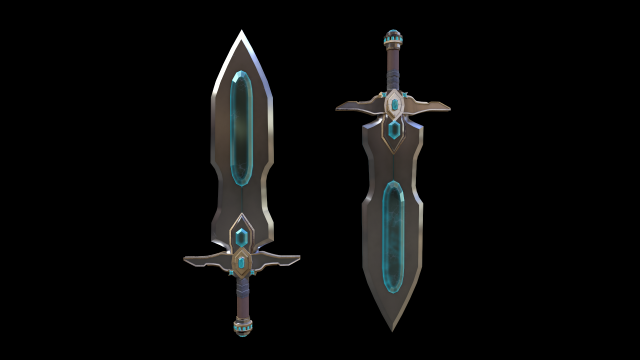 Stylized low-poly sword Model 3D .c4d .max .obj .3ds .fbx .stl .blend 