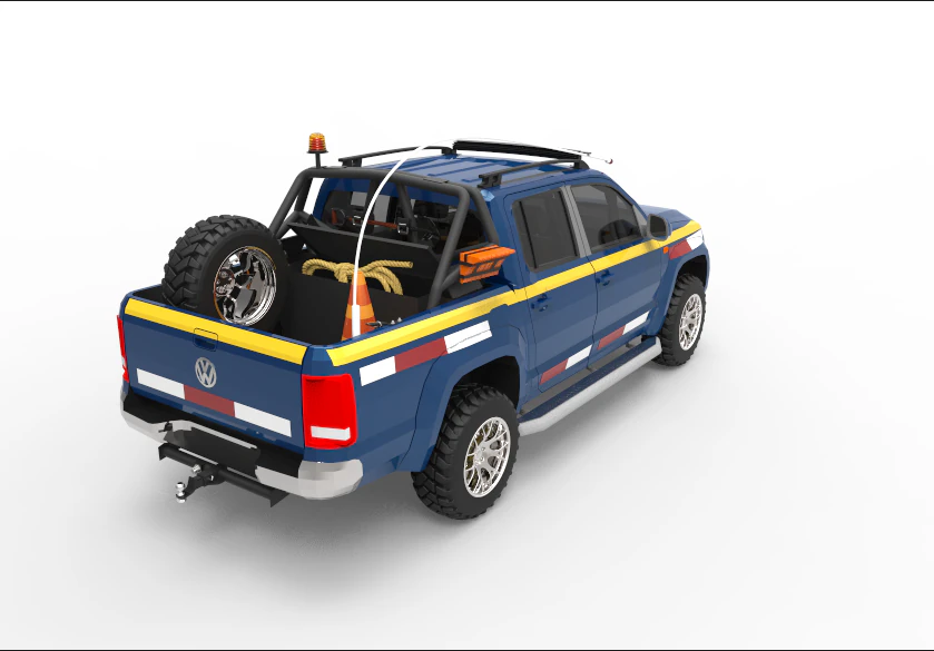 VWAMAROK2009WITHMININGEQUIPMENT ANDGROUND 3D Model .c4d .max .obj .3ds .fbx .stl .blend 