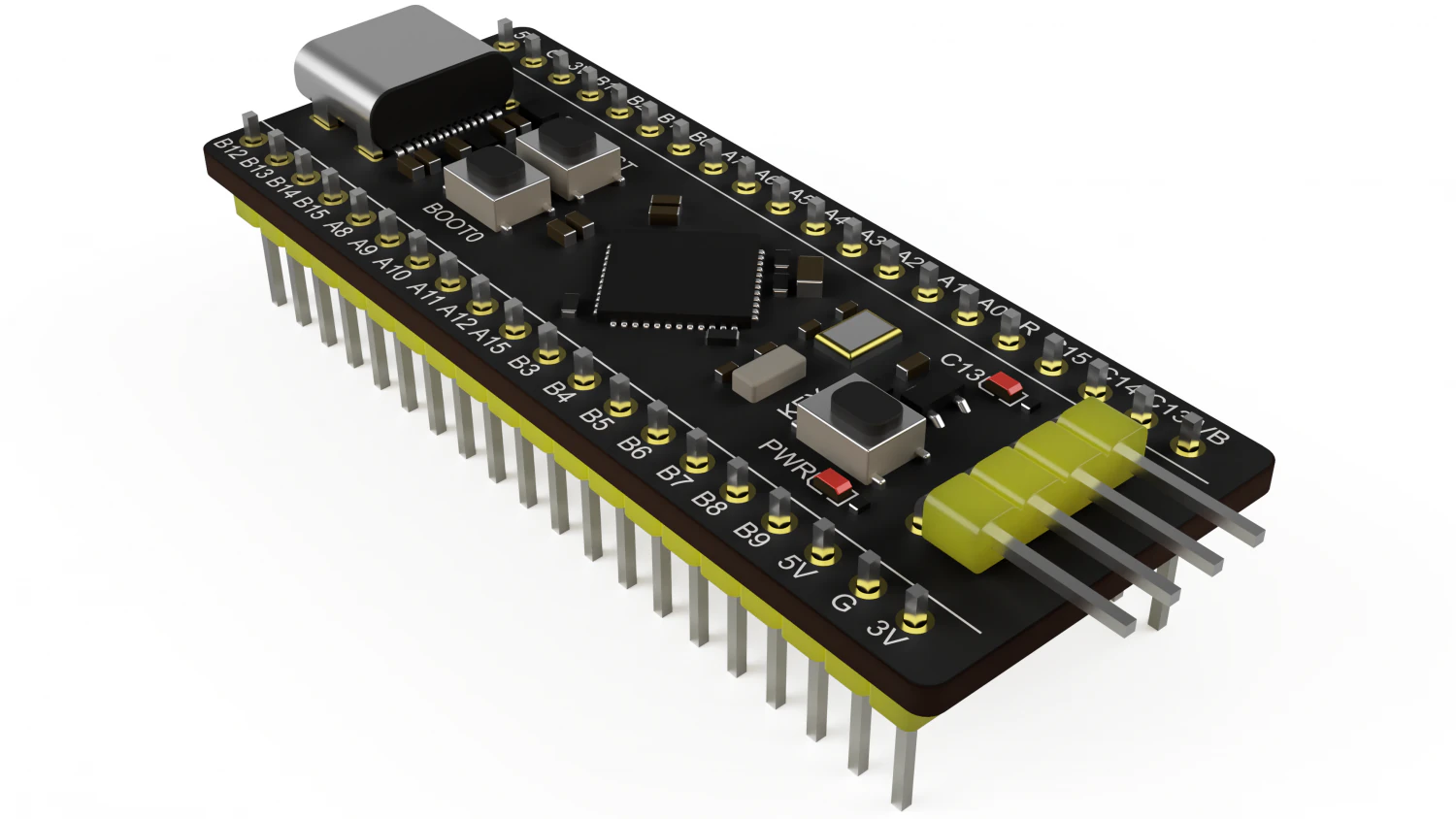 Black Pill STM32F401 3D Model .c4d .max .obj .3ds .fbx .stl .blend 