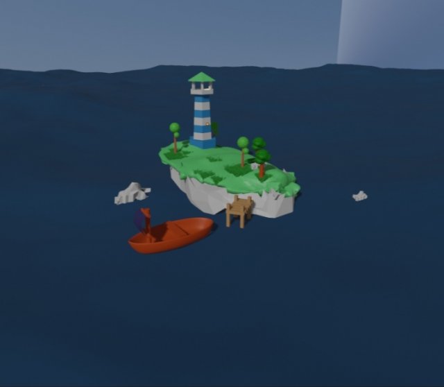 Lighthouse in the ocean 3D 模型 .c4d .max .obj .3ds .fbx .stl .blend 
