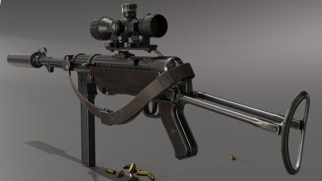 German stimpank MP-38 submachinegun 3D Model .c4d .max .obj .3ds .fbx .stl .blend 
