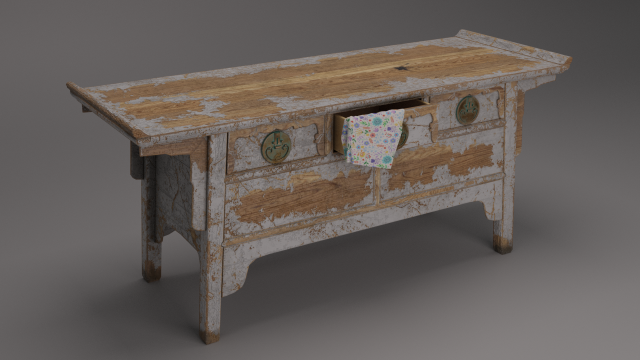 Old wooden table 3D Model .c4d .max .obj .3ds .fbx .stl .blend 