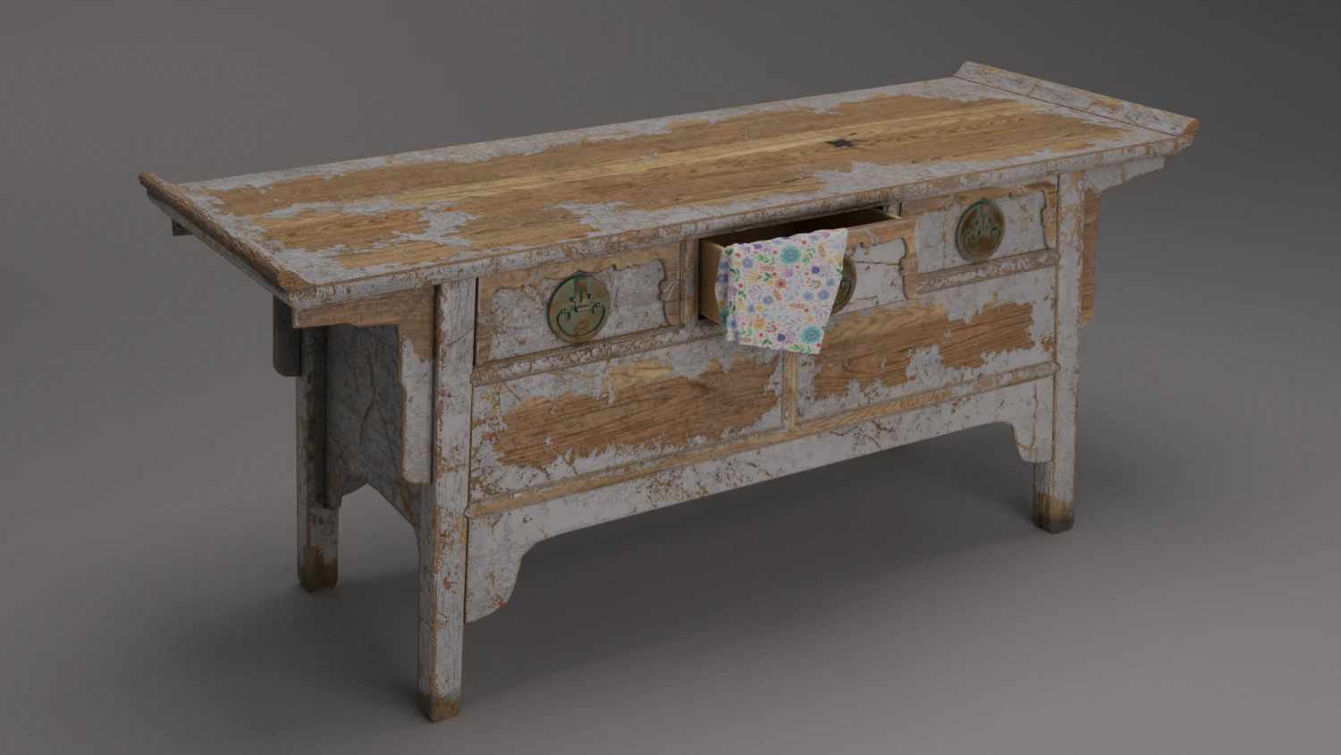 Old wooden table 3D Model .c4d .max .obj .3ds .fbx .stl .blend 