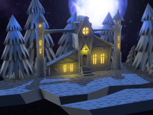 Island with a house 3D 模型
