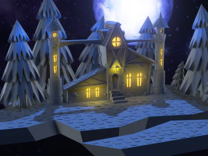 家のある島 3Dモデル