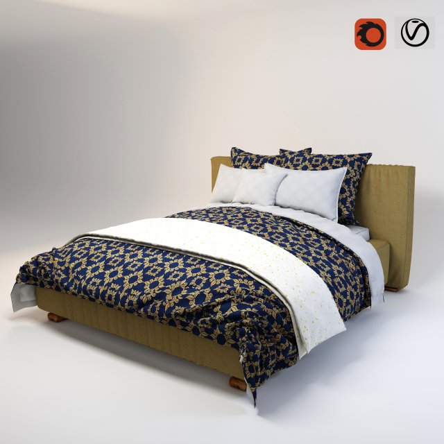 Bed 3D Model .c4d .max .obj .3ds .fbx .stl .blend 