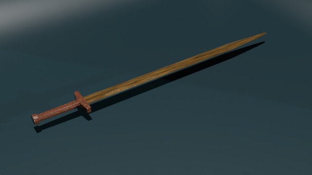 Game ready low poly sword 3D Model .c4d .max .obj .3ds .fbx .stl .blend 