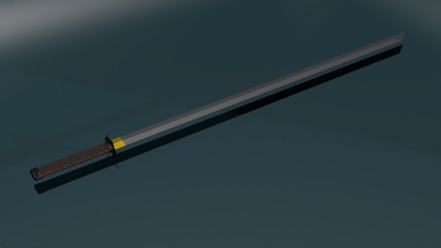 Game ready low poly sword katana 3D Model .c4d .max .obj .3ds .fbx .stl .blend