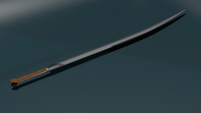 Game ready low poly sword yatagan Model 3D .c4d .max .obj .3ds .fbx .stl .blend 