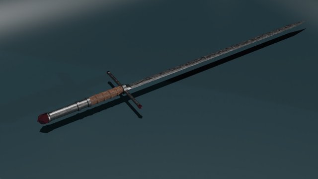 Game ready low poly long sword Modèle 3D .c4d .max .obj .3ds .fbx .stl .blend 