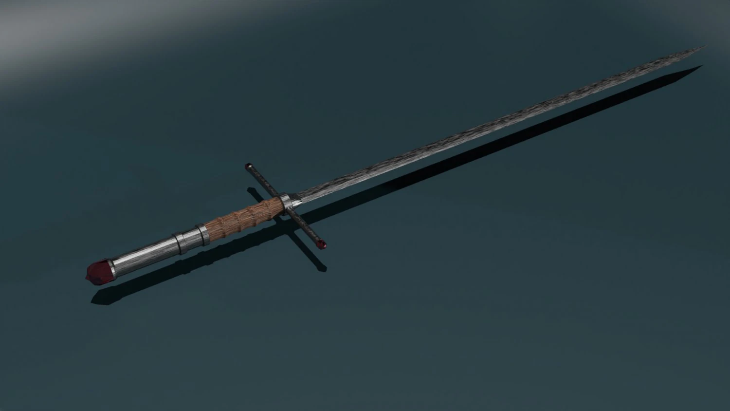 Game ready low poly long sword 3D Model .c4d .max .obj .3ds .fbx .stl .blend 