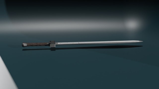 Game ready low poly sword 3D Model .c4d .max .obj .3ds .fbx .stl .blend 