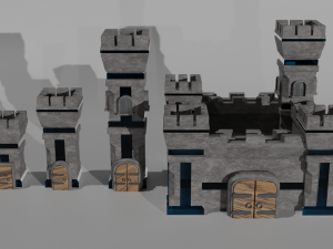 Tower defance game ready low poly tower pack Modèle 3D