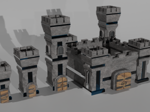 Tower defance game ready low poly tower pack Modèle 3D