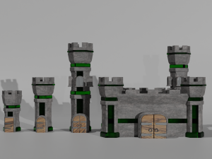 Tower defance game ready low poly tower pack Modèle 3D