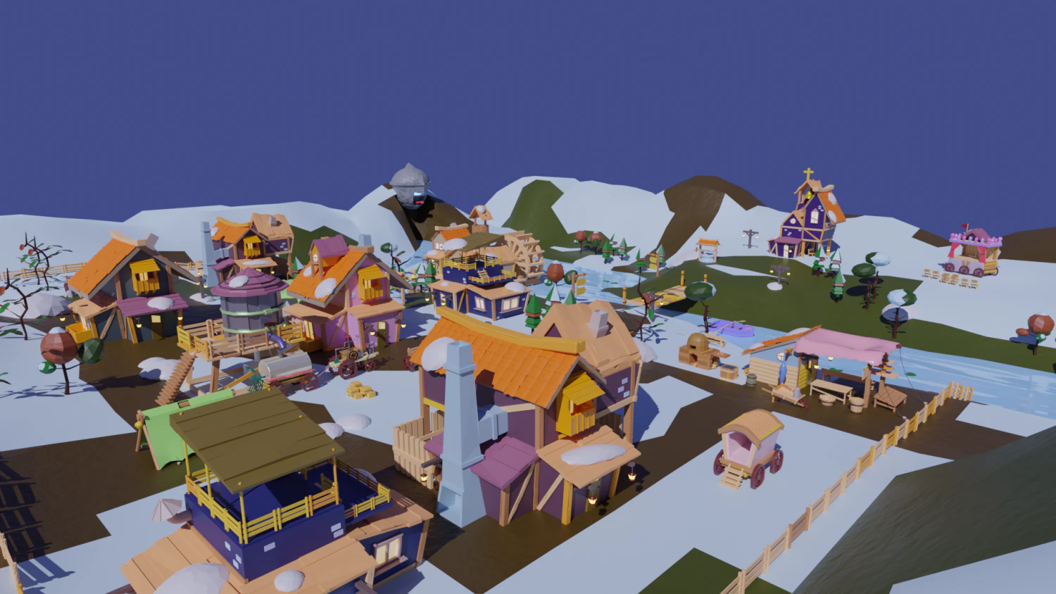 Village Pack-Flexible Modular 3D Model .c4d .max .obj .3ds .fbx .stl .blend 