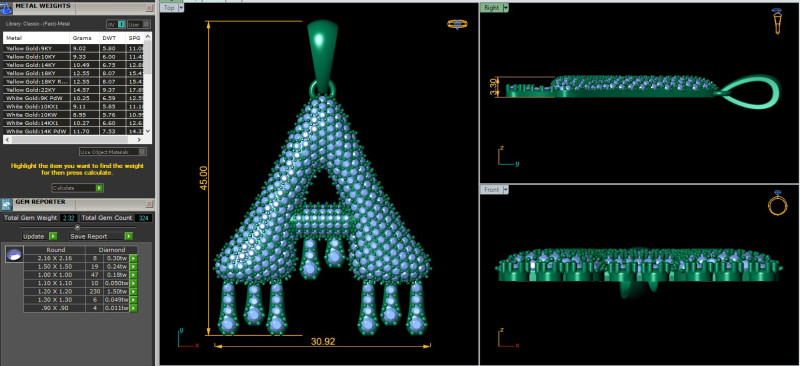 Latter A pendent 3D मॉडल .c4d .max .obj .3ds .fbx .stl .blend 