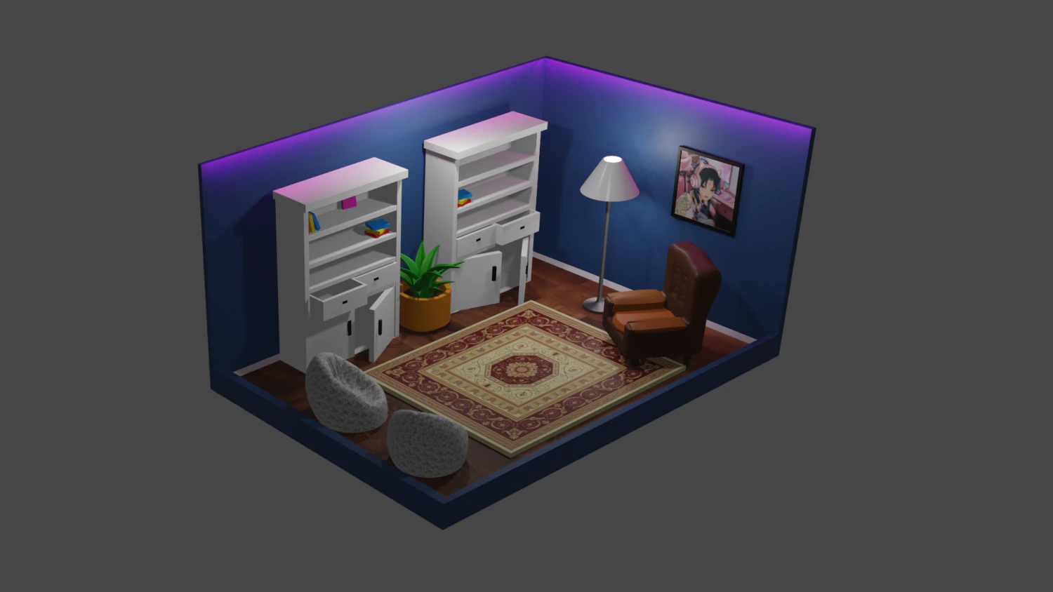 Library room 3D Model .c4d .max .obj .3ds .fbx .stl .blend