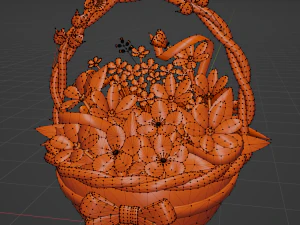 Basket of flower low poly 3D Model