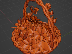 Basket of flower low poly 3D Model