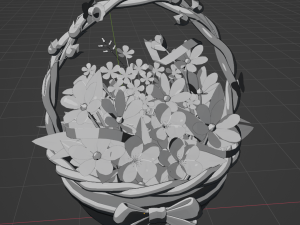 Basket of flower low poly Modello 3D