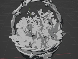 Basket of flower low poly 3D Model