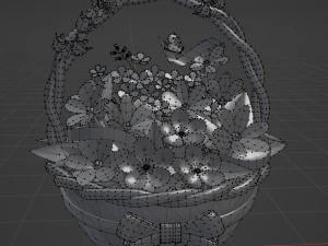 Basket of flower low poly 3D Model