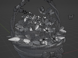 Basket of flower low poly Modello 3D
