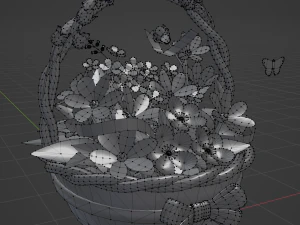 Basket of flower low poly 3D Model
