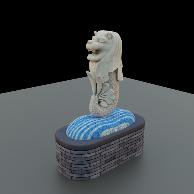 Merlion LIONFISH Singapore Low-poly Model 3D .c4d .max .obj .3ds .fbx .stl .blend 