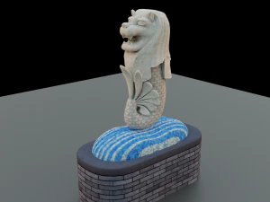 Merlion LIONFISH Cingapura Low-poly Modelo 3D