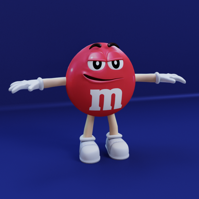 MM RED M and Ms VR RED Chocolate Low-poly Modelo 3D .c4d .max .obj .3ds .fbx .stl .blend 