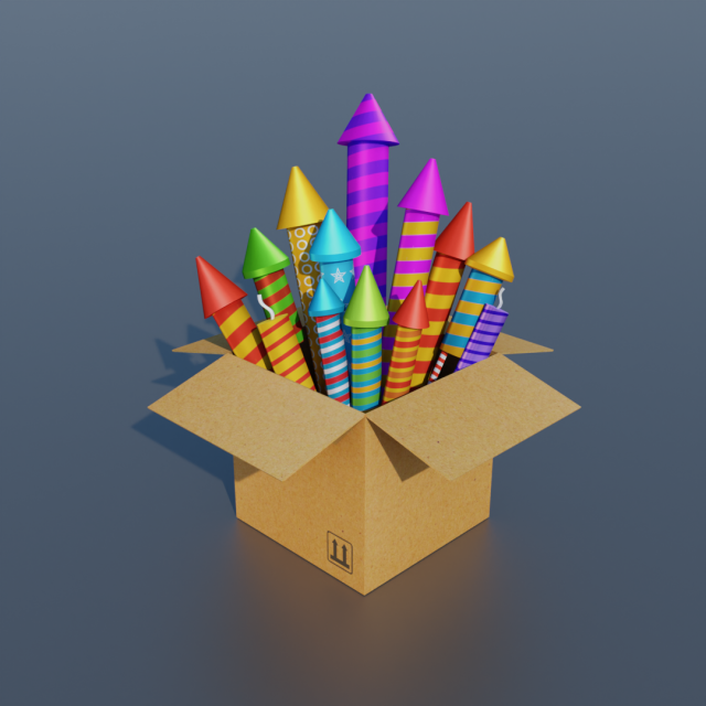 FIREWORKS BOX Low-poly Modelo 3D .c4d .max .obj .3ds .fbx .stl .blend 
